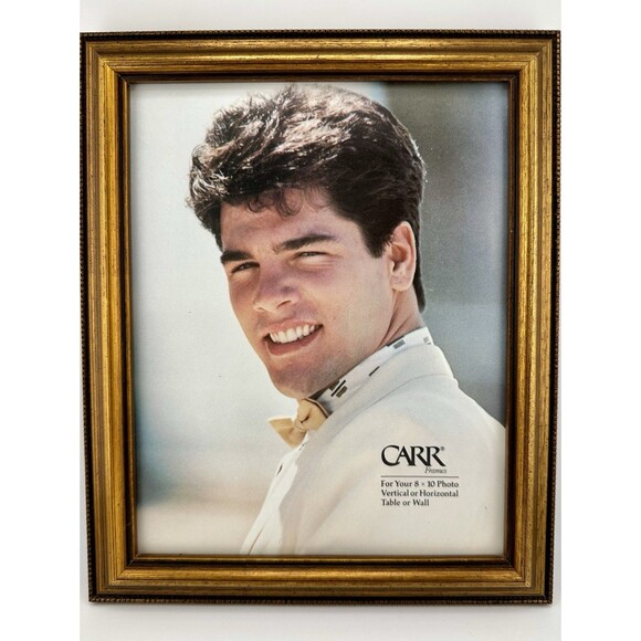 Vintage CARR Picture Frame Wood Beaded Gold Bronze Tone  for 8 X 10 Photo NOS - Picture 2 of 4